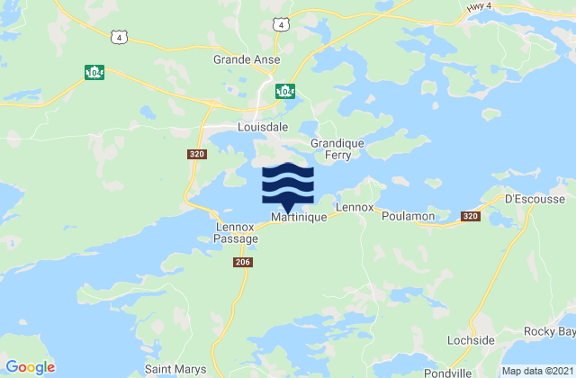 Mappa delle Getijden in Isle Madame, Canada