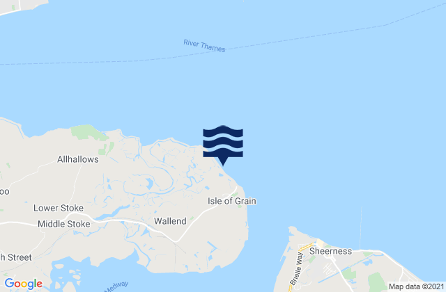 Mappa delle Getijden in Isle of Grain, United Kingdom