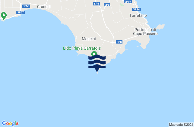 Mappa delle Getijden in Isola delle Correnti Lighthouse, Italy