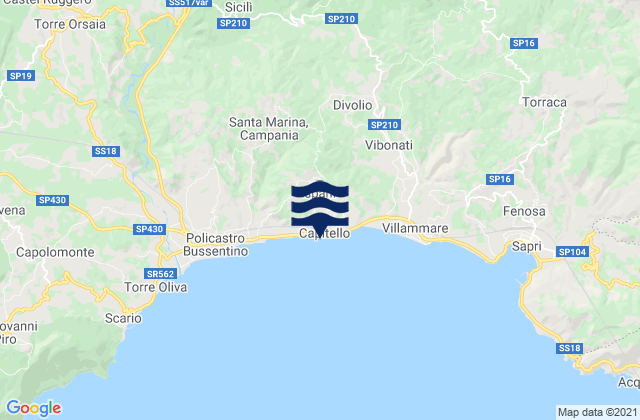 Mappa delle Getijden in Ispani, Italy