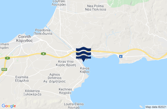 Mappa delle Getijden in Isthmía, Greece
