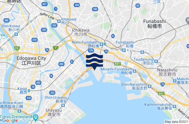Mappa delle Getijden in Itikawa, Japan