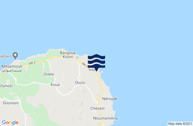 Mappa delle Getijden in Ivouani, Comoros