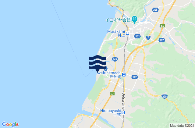 Mappa delle Getijden in Iwahune, Japan