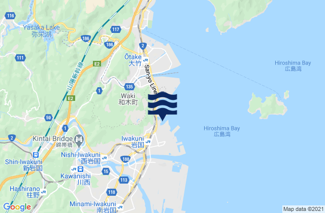 Mappa delle Getijden in Iwakuni-kō, Japan