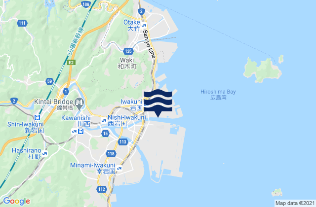 Mappa delle Getijden in Iwakuni, Japan