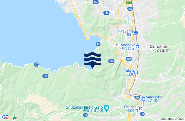 Mappa delle Getijden in Izu-shi, Japan
