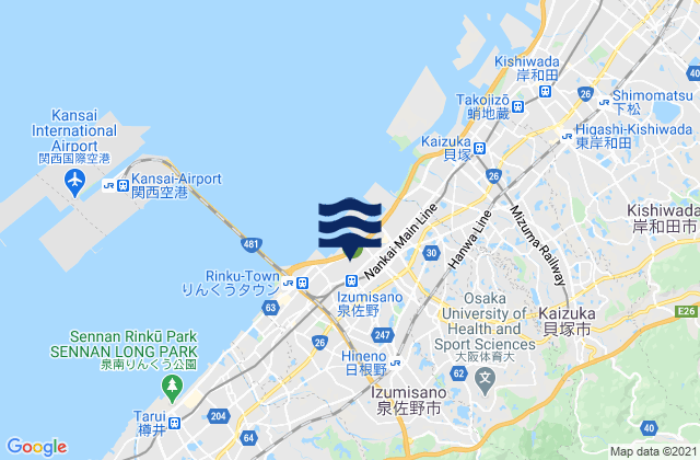 Mappa delle Getijden in Izumisano Shi, Japan