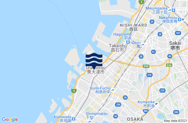Mappa delle Getijden in Izumiōtsu, Japan