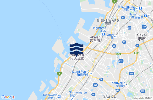 Mappa delle Getijden in Izumiōtsu Shi, Japan