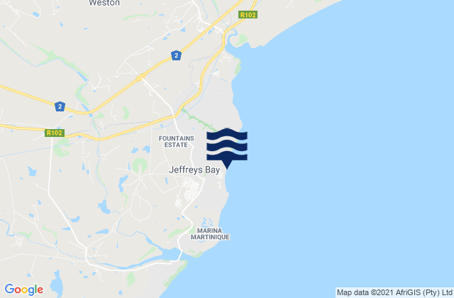 Mappa delle Getijden in J-Bay, South Africa