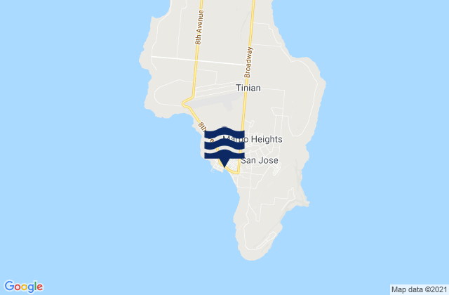 Mappa delle Getijden in JP Tinian Town pre-WW2, Northern Mariana Islands