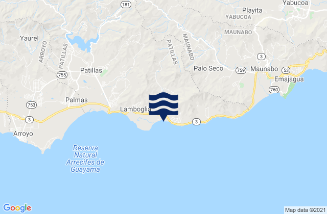 Mappa delle Getijden in Jacaboa Barrio, Puerto Rico