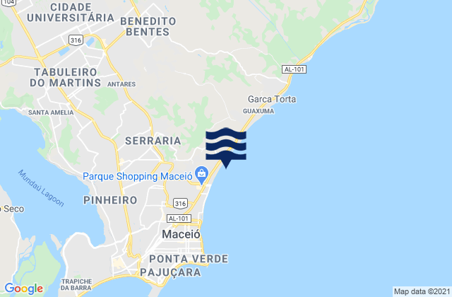 Mappa delle Getijden in Jacarecica, Brazil