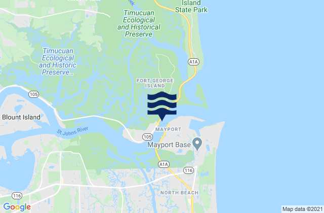 Mappa delle Getijden in Jacksonville off Washington St, United States