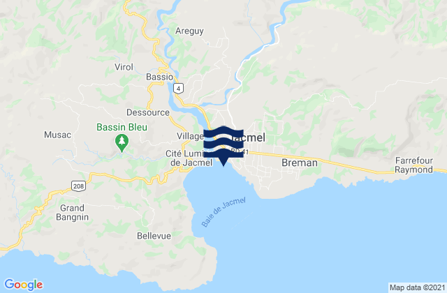 Mappa delle Getijden in Jacmel, Haiti