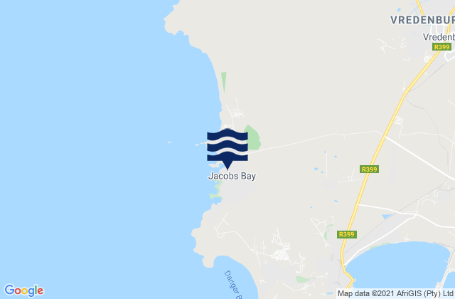 Mappa delle Getijden in Jacobs Bay, South Africa