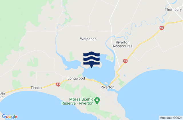 Mappa delle Getijden in Jacobs River Estuary, New Zealand