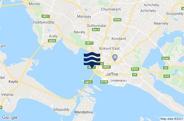 Mappa delle Getijden in Jaffna, Sri Lanka
