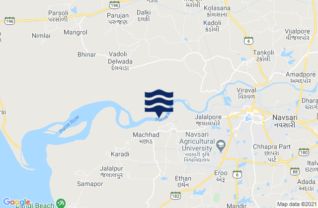 Mappa delle Getijden in Jalalpore, India