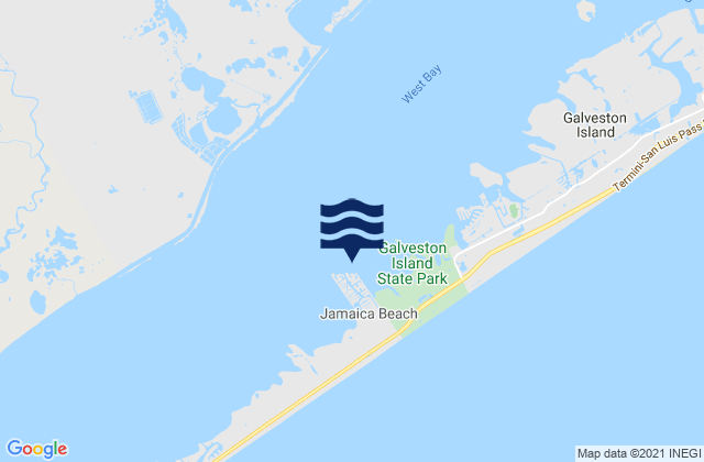 Mappa delle Getijden in Jamaica Beach (West Bay), United States