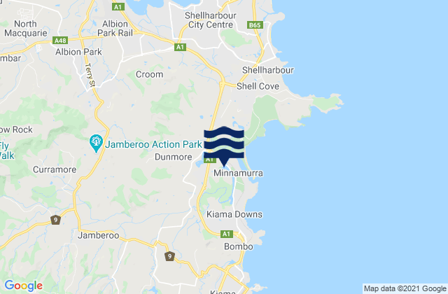 Mappa delle Getijden in Jamberoo, Australia