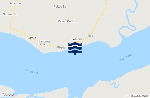 Mappa delle Getijden in James Island, Gambia