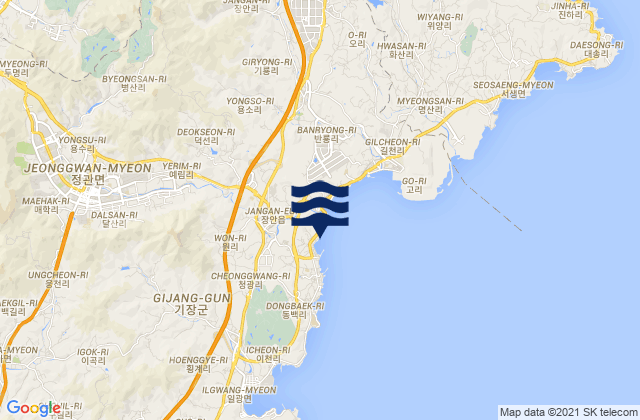 Mappa delle Getijden in Jangan, South Korea