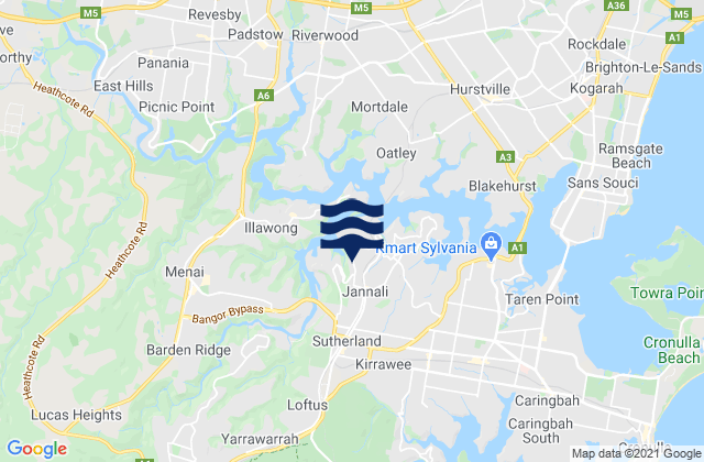 Mappa delle Getijden in Jannali, Australia