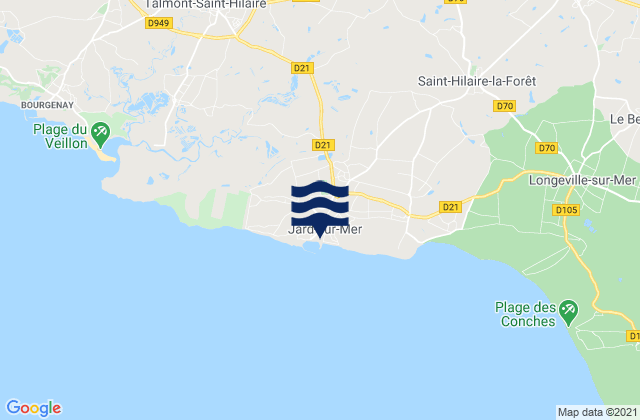 Mappa delle Getijden in Jard-sur-Mer, France