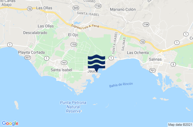 Mappa delle Getijden in Jauca 1 Barrio, Puerto Rico