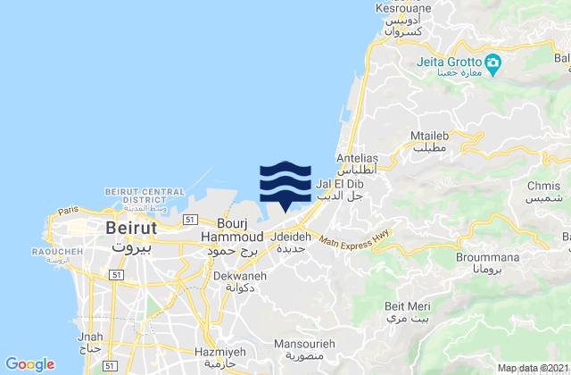 Mappa delle Getijden in Jdaidet el Matn, Lebanon