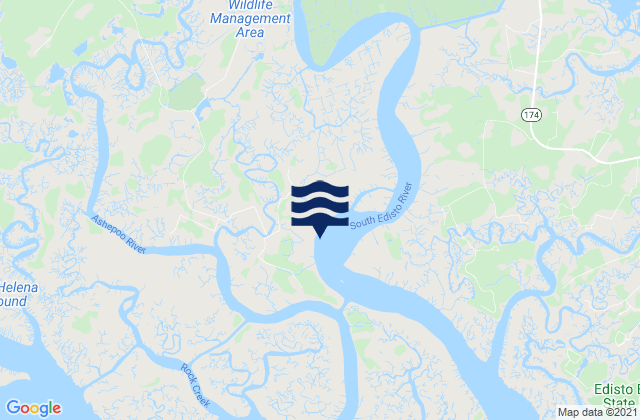 Mappa delle Getijden in Jehossee Island S tip South Edisto River, United States