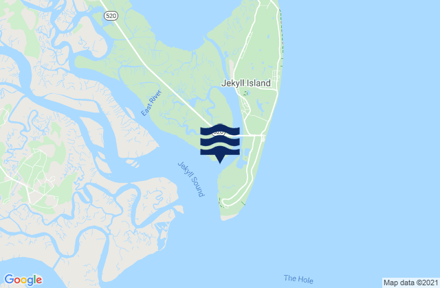 Mappa delle Getijden in Jekyll Creek south entrance, United States