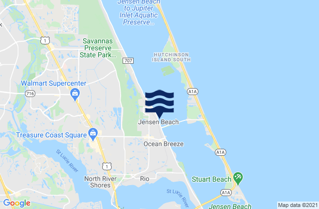 Mappa delle Getijden in Jensen Beach, United States