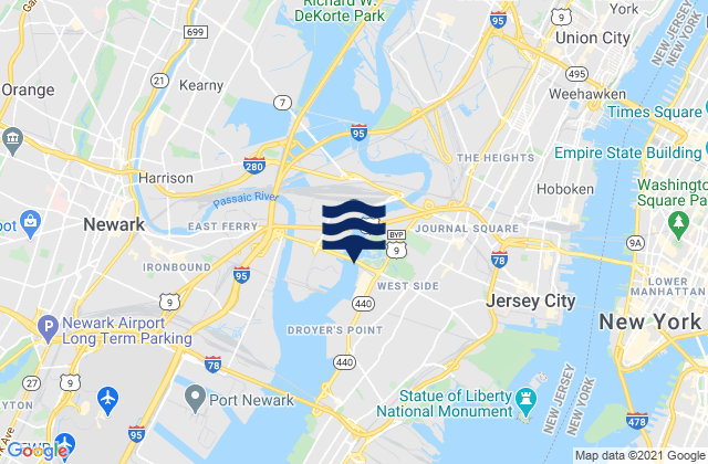 Mappa delle Getijden in Jersey City, United States