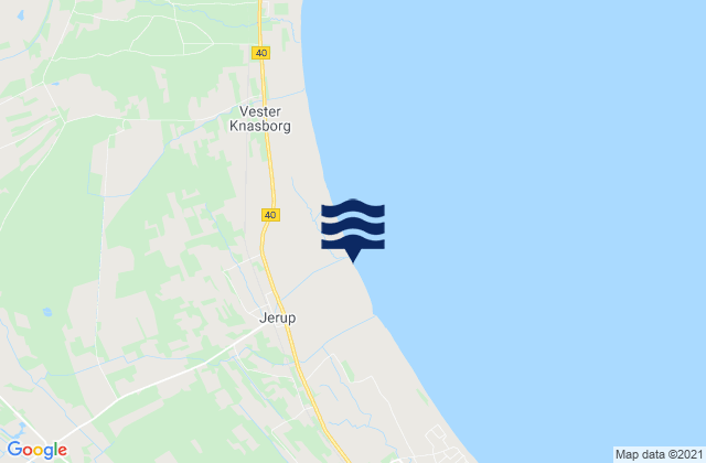 Mappa delle Getijden in Jerup Strand, Denmark