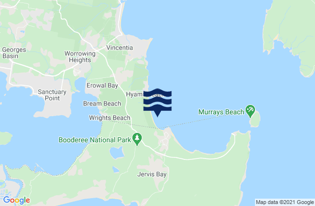 Mappa delle Getijden in Jervis Bay, Australia