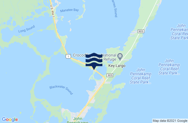 Mappa delle Getijden in Jewfish Creek entrance Blackwater Sound, United States