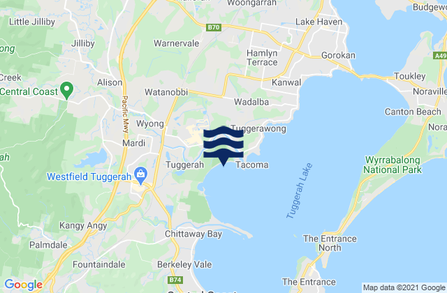 Mappa delle Getijden in Jilliby, Australia