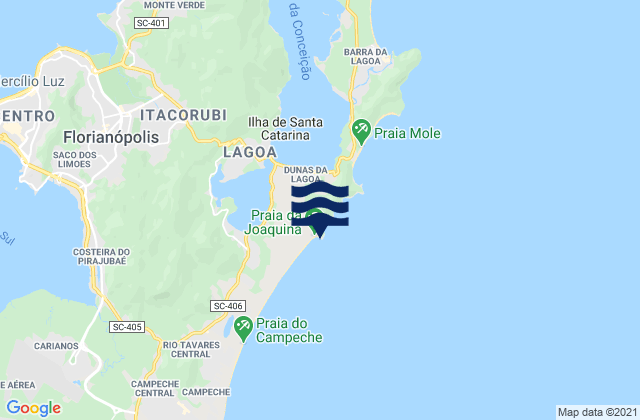 Mappa delle Getijden in Joaquina Beach, Brazil