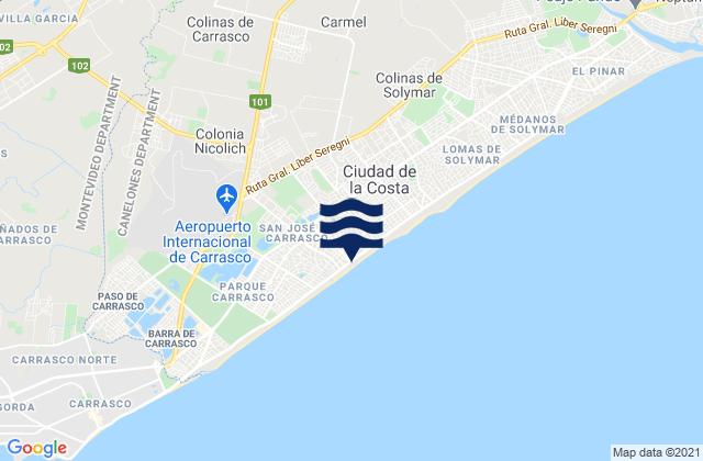 Mappa delle Getijden in Joaquín Suárez, Uruguay