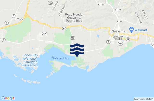 Mappa delle Getijden in Jobos, Puerto Rico