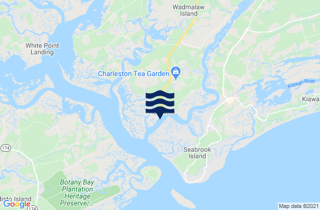 Mappa delle Getijden in Johns Island (Church Creek), United States