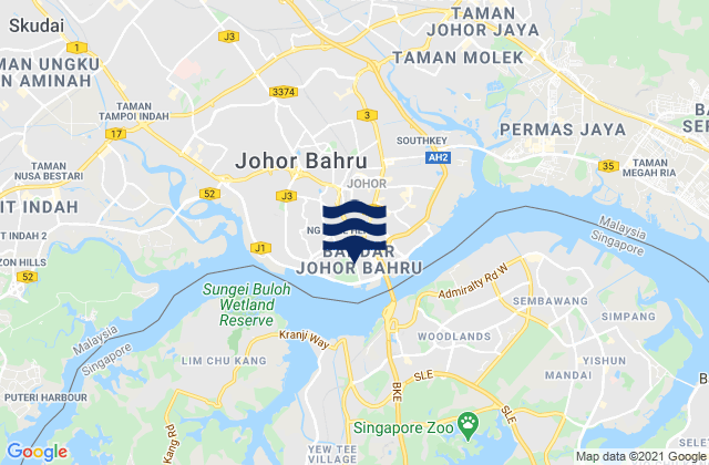 Mappa delle Getijden in Johor Bahru, Malaysia