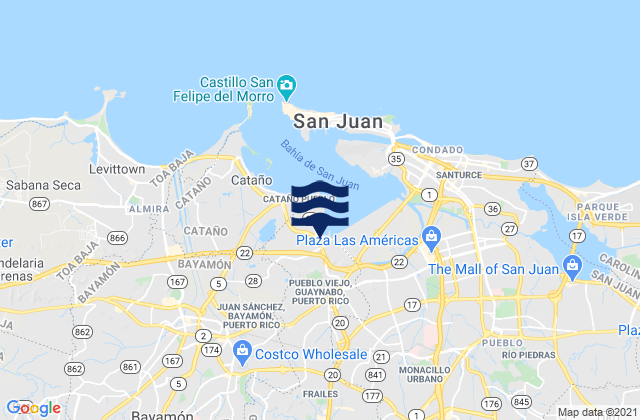 Mappa delle Getijden in Juan Sánchez Barrio, Puerto Rico