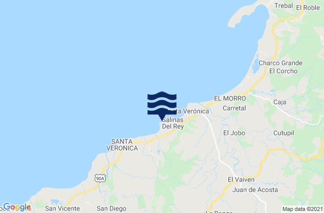 Mappa delle Getijden in Juan de Acosta, Colombia