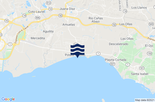 Mappa delle Getijden in Juana Díaz Municipio, Puerto Rico
