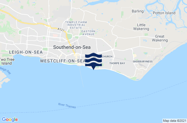 Mappa delle Getijden in Jubilee Beach, United Kingdom