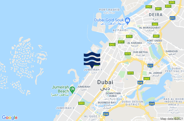 Mappa delle Getijden in Jumeirah Beach, United Arab Emirates